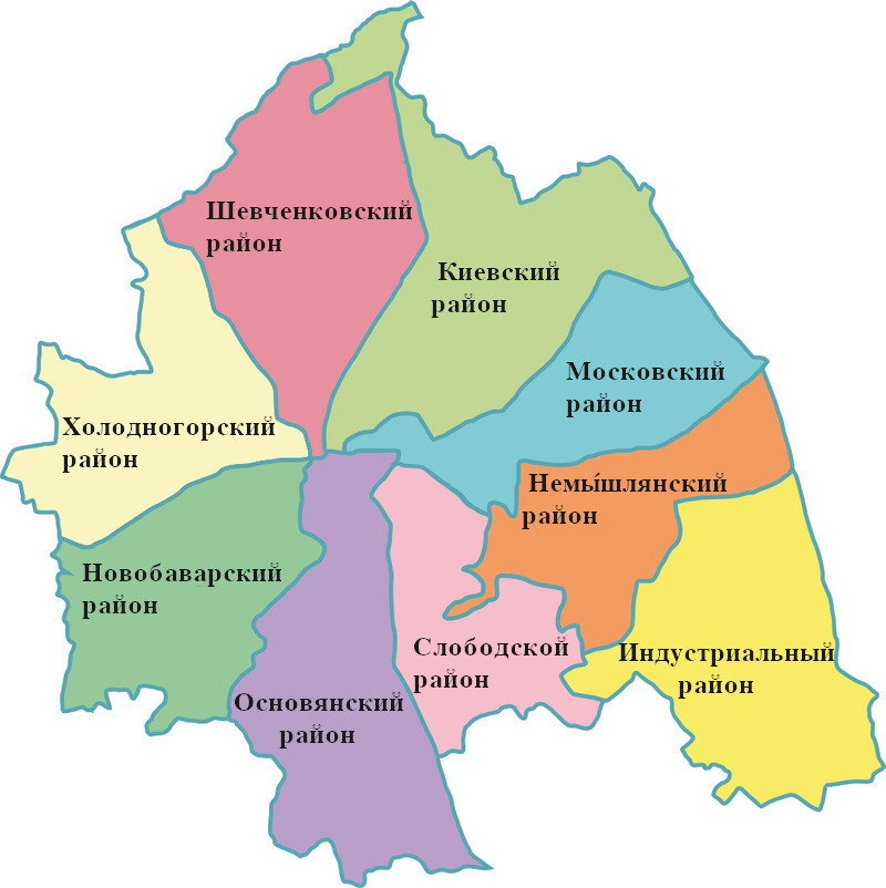 Районы Харькова карта
