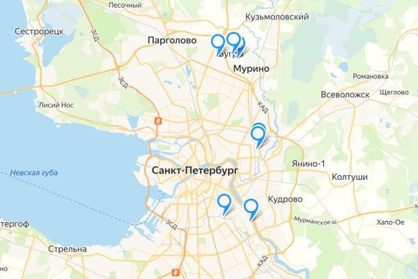 расположение хостелов в СПб
