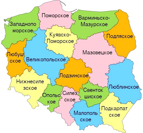 Регионы и города Польши